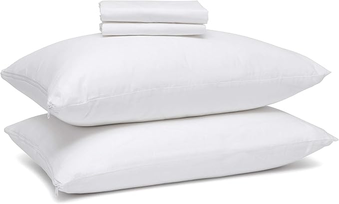 Micropuff King Size Pillow Protectors with Zipper - 4 Pack - Soft and Breathable Hypoallergenic Pillow Cover. Pillowcase Protects Against Stains, Spills, and Perspiration. (20 x 36)