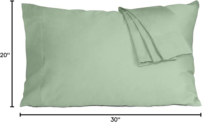 Pillow Cases, Standard Queen Size Cotton Percale Weave Pillowcases, Pre-Shrunk Breathable and Hypoallergenic Pillowcases, Set of 2 (2 Piece Standard/Queen 20 Inch x 30 Inch, Sage Green)