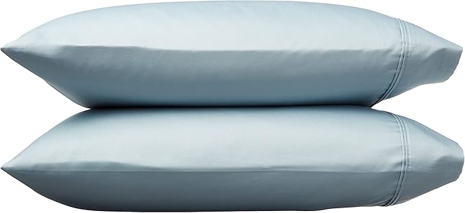 Amazon Basics 400 Thread Count 100% Cotton Pillowcases, Soft, Sateen Weave, Wrinkle Resistant, Standard Size, 20" x 30", Smoke Blue, Set of 2 (Pack of 2)