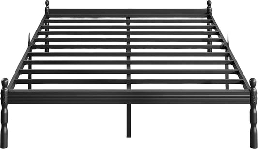 ZIYOO 14 inch Full Bed Frames with Mattress Slide Stopper, Vintage Style, 1500LBS Heavy Duty Steel Slats, Prevent Mattress from Sliding, No Box Spring Needed, Platform Noise-Free