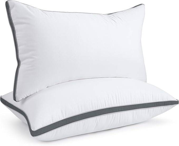 viewstar Bed Pillows King Sizes Set of 2, Hotel Quality Cooling Down Alternative Gusseted Pillows for Side, Back, or Stomach Sleepers, Dark Grey