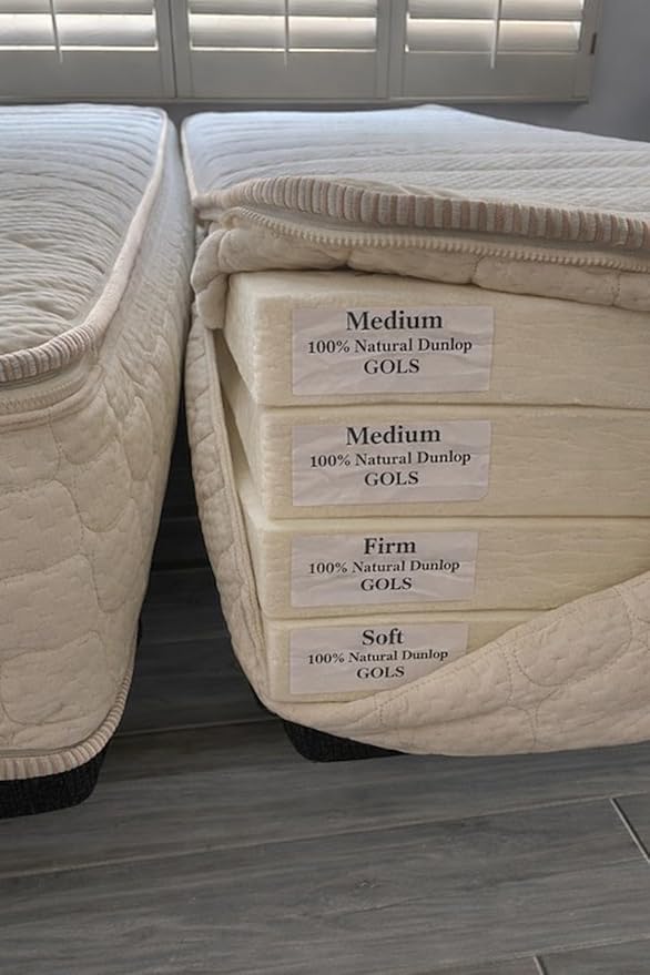 Beverly Hills Bed Split Queen Mattress Set 100% Natural Dunlop Latex Mattress, 13 Inch, 4 Interchangeable Layers, Adjustable Firmness