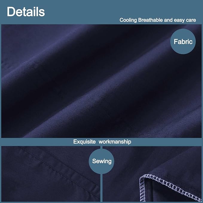 WhatsBedding Body Pillow Cover Cotton Fabric, Long Pillowcase Breathable & Skin-Friendly, Envelope Closure - Navy Blue (20x54 inch)