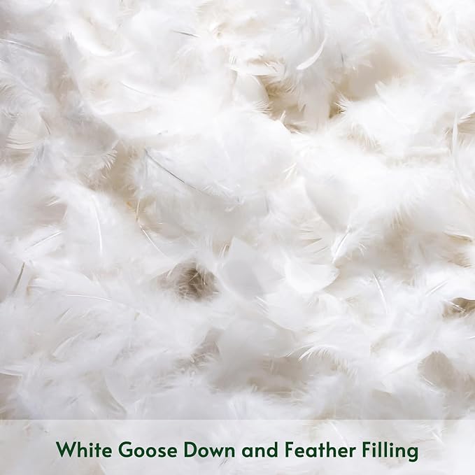 OTOSTAR Pack of 1 Down and Feather Throw Pillow Inserts, 28 x 28 Soft Fluffy Square Pillow Inserts with 100% Cotton Cover Decorative Pillows for Sofa Couch Bed-White