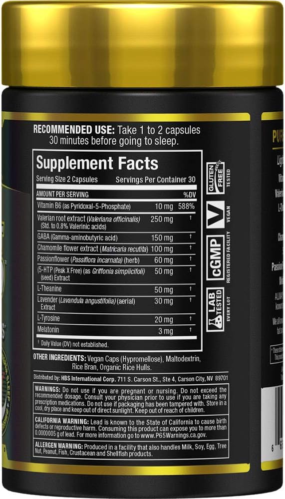 ALLMAX Lights Out Sleep - 60 Capsules - Promotes Rest & Relaxation - with Vitamin B6, L-Theanine, Chamomile & Melatonin - 30 Servings