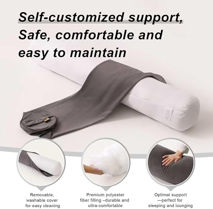 Body Pillow for Adults,Long Round Pillow,Big Cylindrical Pillow,Large Full Bolster Pillows for Side Sleepers (Steel Gray, 47.24"*7.87")