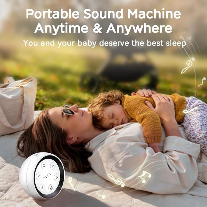 Battery Sound Machine Small White Noise Machine for Baby Kids Adult with 32 Volume Levels 32 Soothing Sounds Sleep Brown Noise Machine with 4 Timer & Memory for Travel Office Privacy