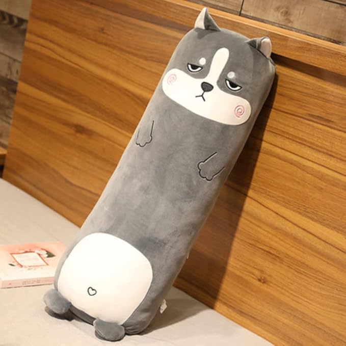Long Plush Cute Body Pillows 33" Cuddle Stuffed Animal Shaped Bed Body Pillows Soft Cotton Plushies Doll Toy Gifts (Husky, 33 Inch)