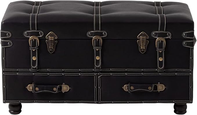 Vintage Storage Bench Upholstered Mid-Century Storage Ottoman Bed Bench Padded Storage Chest for Hallway, Entryway, Bedroom, Matte Black