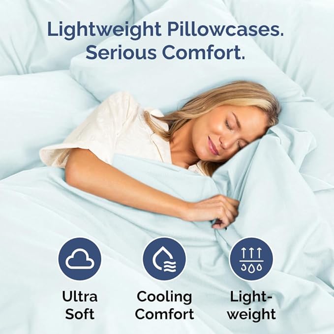 Body Pillowcases Set of 4-20x54 Long Body Pillow Case - Soft Body Pillow Cover for Sleeping & Side Sleepers - Comfy, Breathable & Fade Free - Machine Washable with Envelope Enclosure - (Ice Blue)