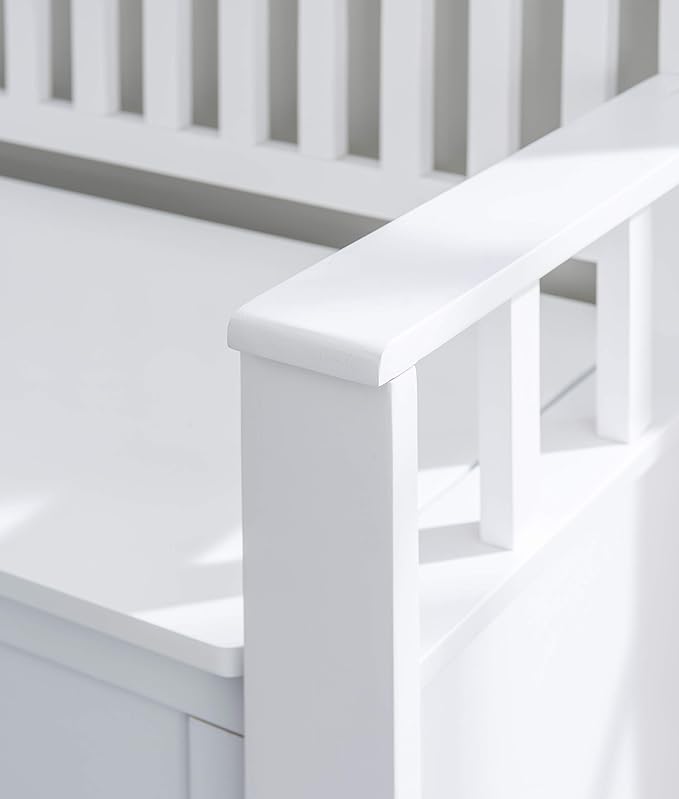 Cynthia White Storage Bench with Flip-Top Lid and Hidden Storage Space by Linon