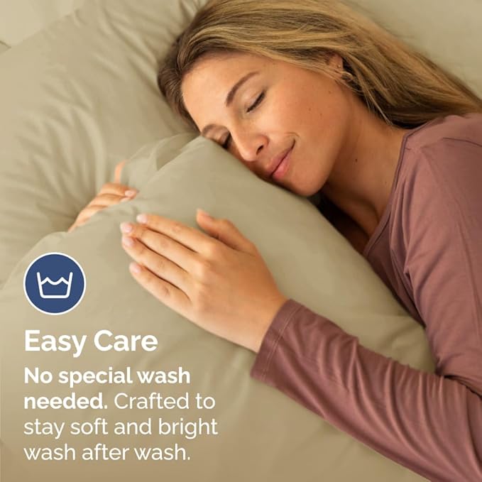 Body Pillowcases Set of 2-20x54 Long Body Pillow Case - Soft Body Pillow Cover for Sleeping & Side Sleepers - Comfy, Breathable, Wrinkle & Fade Free - Machine Washable w/Envelope Enclosure (Beige)