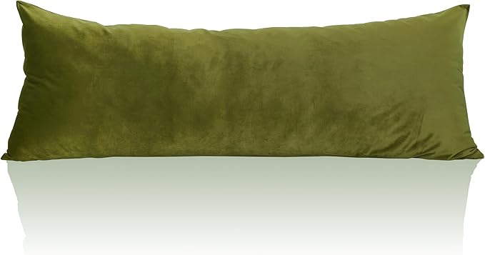 StangH Soft Velvet Body Pillow Covers - Olive Green Body Pillow Pillowcase for Babies Pregnancy All Seasons Suitable for Bed/Couch/Sofa/Reading/TV, 20 x 54-inch, 1 Piece