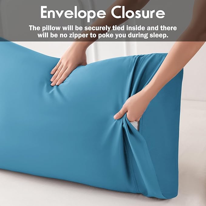 Pillowcases Standard Size 2 Pack, Cooling Viscose from Bamboo Pillow Cases with Envelope Closure, Cool & Breathable Pillow Cover for Hot Sleepers and Night Sweats, 20" x 26"