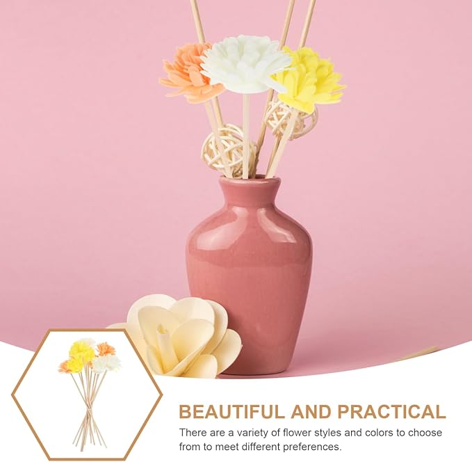 Baluue Flower Reed Diffuser Sticks 12pcs – Porous Rattan & Fiber Flower Heads for Fast Oil Wicking and Consistent Scent Throw – for Bathroom, Office, Bedroom, Aromatherapy Enthusiasts