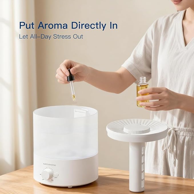 MegaWise Ultrasonic Cool Mist Humidifier SK7620 - 1.5L Capacity, Whisper-Quiet Operation, Adjustable Mist Output, Auto Shut-Off - Ideal for Home, Office, Baby Room, and Bedroom