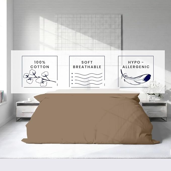 Kotton Culture 3 Pc California King Duvet Cover Set-100% Egyptian Cotton 600 Thread Count Ultra Soft Premium Durable Comforter Cover Zipper Closure & Corner Ties- (Taupe, 104" X 98")