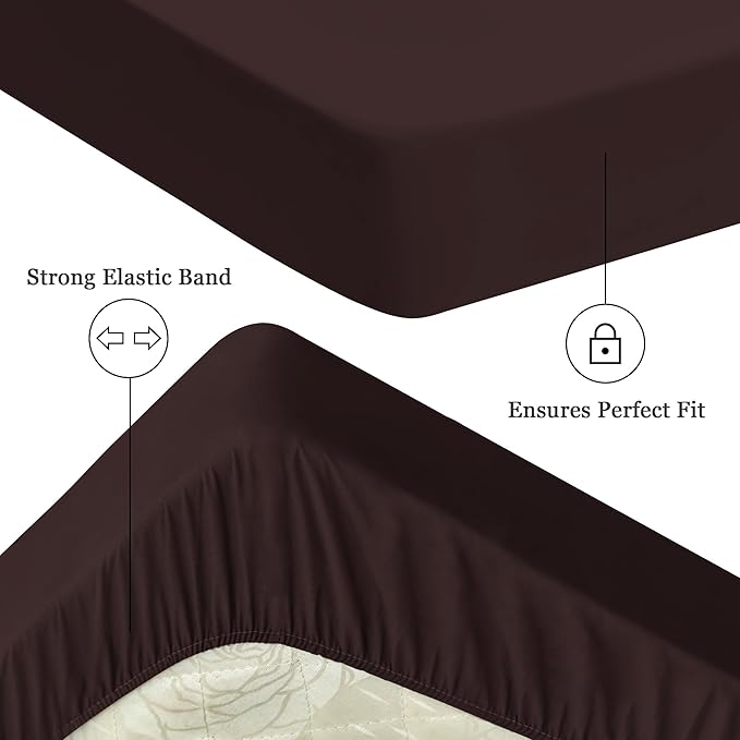 Sufdari Queen Size Mattress Protector,Waterproof Mattress Protector,Fitted Sheet Style Mattress Cover with 18" Deep Pocket,Washable and Comfortable-Chocolate,Queen