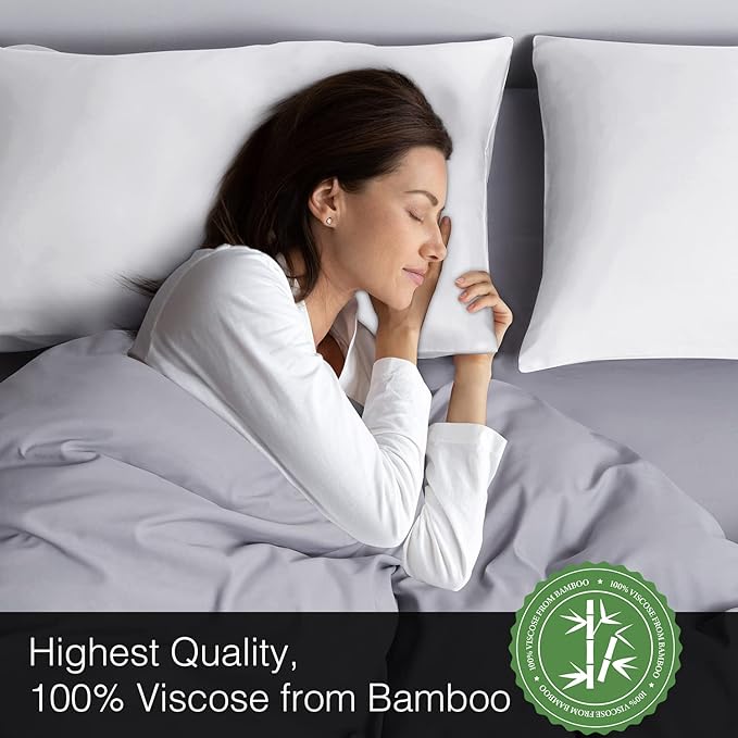BEDELITE Standard Pillow Cases Set of 2, Rayon Derived from Bamboo, Cooling Pillow Cases for Hot Sleepers & Night Sweats, Breathable Silky Soft Envelope Pillowcases(White, 20"x26")