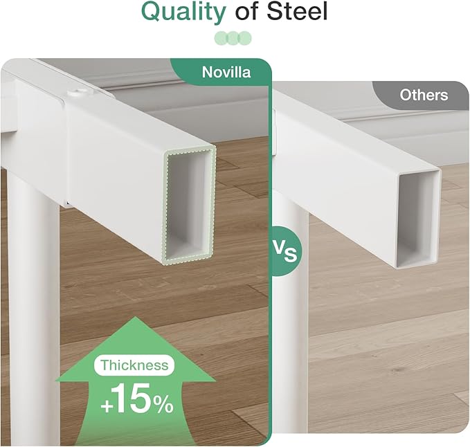 Novilla Twin Bed Frame with Headboard and Footboard, 14 Inch Metal Platform Bed Frame with Under Bed Storage, No Box Spring Needed, Strong Metal Slats Support, White