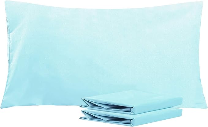NTBAY King Pillowcase Set - 2 Pack Brushed Microfiber 20x40 Pillowcases - Soft, Wrinkle-Free, Fade-Resistant, Stain-Resistant, Aqua Pillowcases with Envelope Closure - 20x40 Inches, Aqua