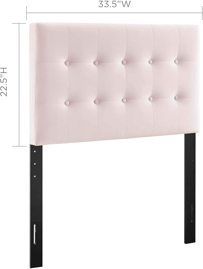 Modway Emily Twin Biscuit Tufted Performance Velvet Headboard, Pink