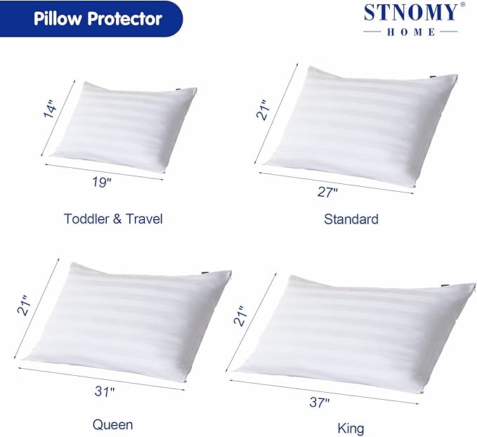 Premium Cotton Pillow Protectors with Zipper Durable Soft Breathable Pillow Cover Standard Size 2 Pack