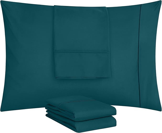 Utopia Bedding King Pillow Cases - 4 Pack - Envelope Closure - Soft Brushed Microfiber Fabric - Shrinkage and Fade Resistant Pillow Covers King Size 20 X 40 Inches (King, Teal)