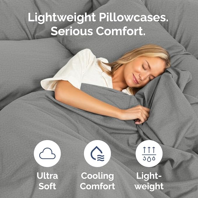 Queen Pillow Cases Set of 8 - Ultra Soft Hotel Quality Pillowcase Covers - Comfy & Wrinkle Free - Shrink, Stain and Fade Resistant - Machine Washable Pillow Protectors - 8 Piece Set - Heathered Grey