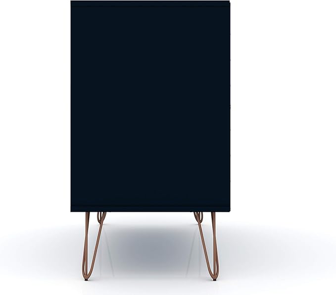 Manhattan Comfort Rockefeller 3-Drawer Dresser Set of 2, Entryway Wood Storage Cabinet, 32 Inch TV Stand Console Table, Anti Tip Kit Included for Bedroom, Nursery, Dorm, Living Room in Midnight Blue