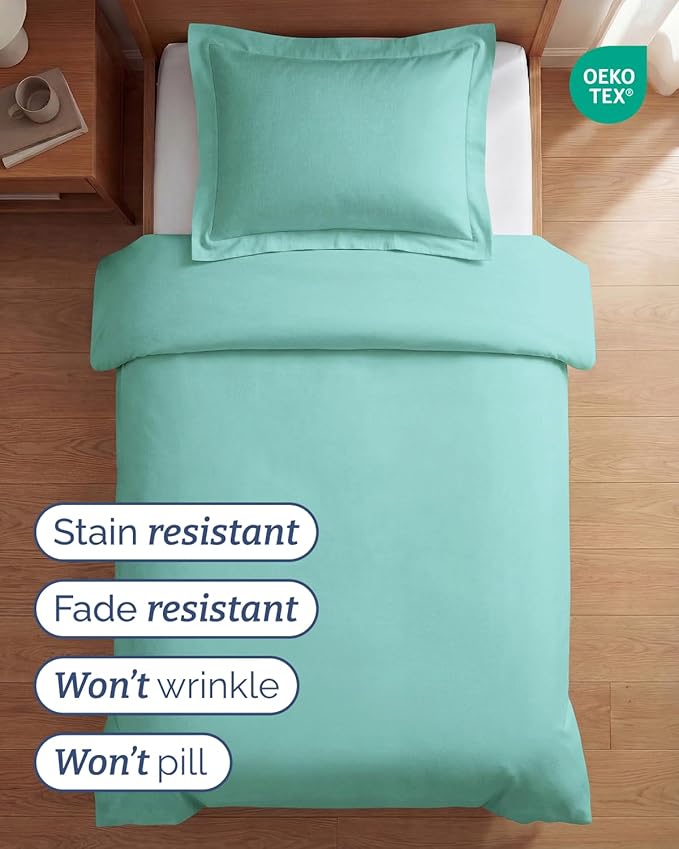 Duvet Cover Twin/Twin XL Size Set - Extra Soft Twin/Twin XL Duvet Cover 68" x 90" with 1 Pillow Sham - Hotel Luxury, Easy Care, Fade Free with Zipper Closures & Ties - Comfy & Breathable (Spa Blue)