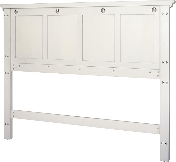 OSP Home Furnishings Farmhouse Basics Queen Headboard Only, Rustic White Finish