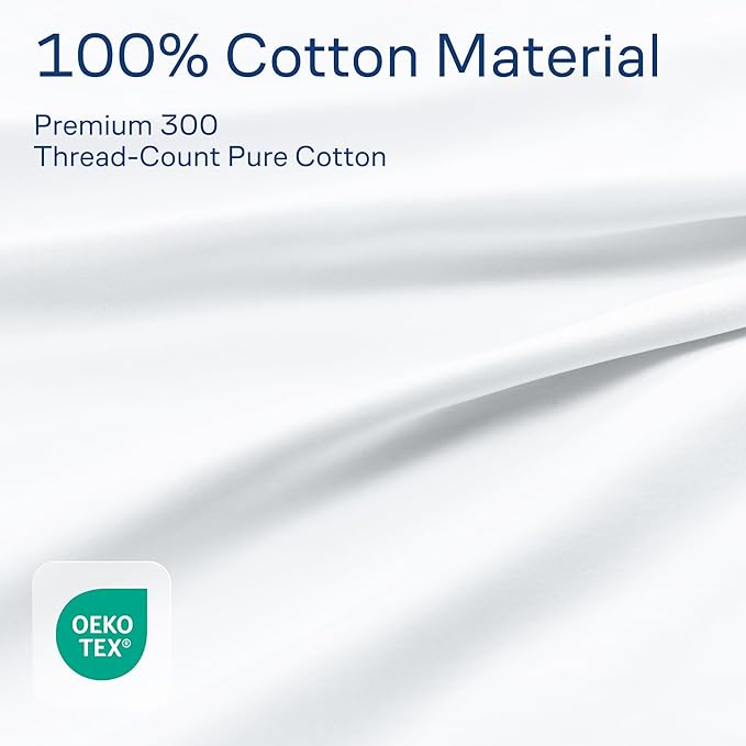 100% Cotton 4-Pack Pillow Protectors with Zipper Standard Size – 100% Resistant to Stains, Dust & Dirt – Washable Covers for Increased Pillow Lifespan