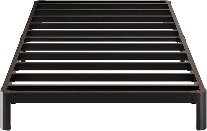 Lutown-Teen 7 Inch Low Twin Bed Frames with Rounded Corner Legs, 1000 LBS Heavy Duty Metal Slats Support Twin Platform Bed Frame No Box Spring Needed, Easy Assembly