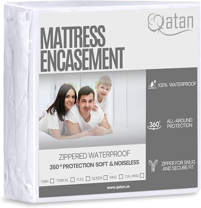 Cal King Mattress Protector Encasement with Zipper – Waterproof Mattress Protector Cal King Size – Soft, Breathable & Noiseless Zippered Mattress Cover – Fits Up to 15”