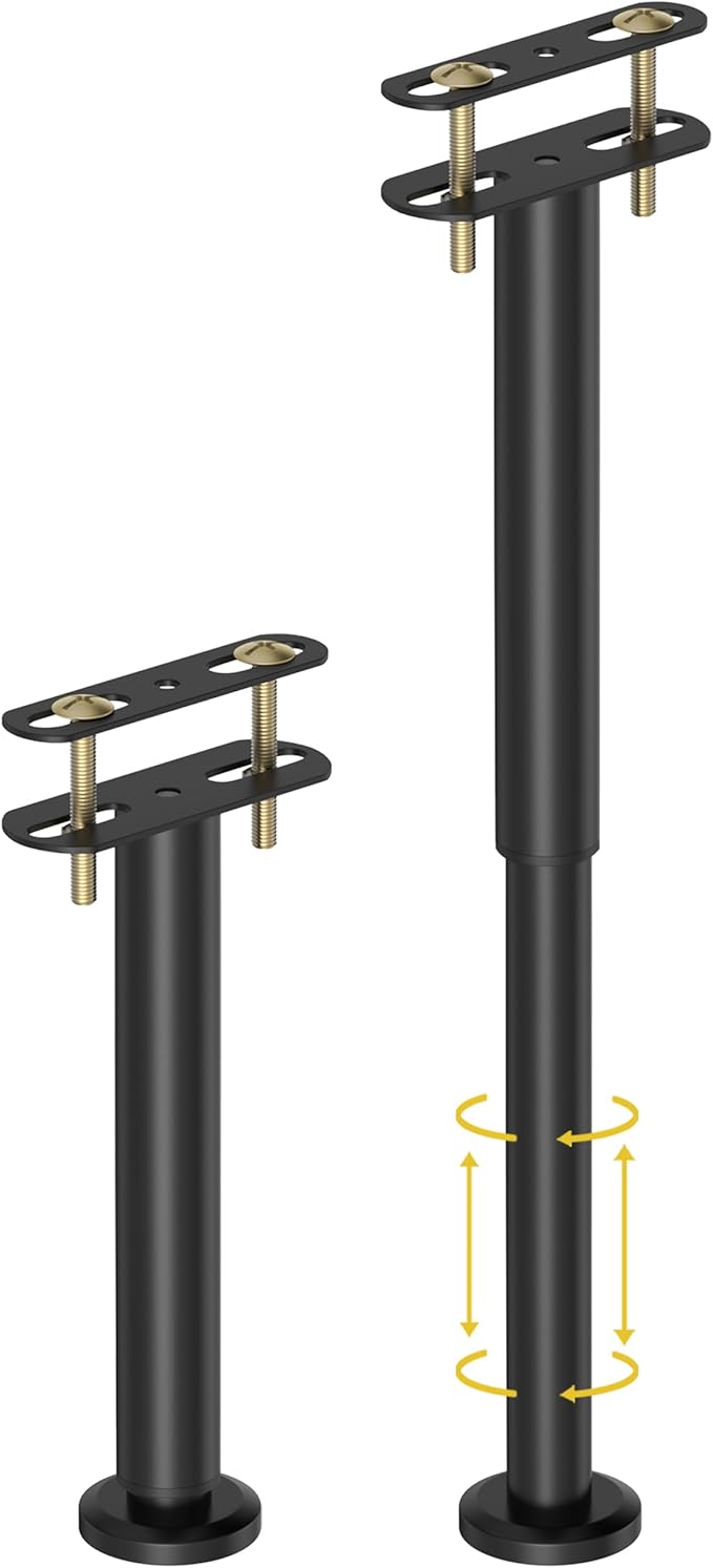 Wlrrcwdttc 2 Pcs Adjustable Height Bed Support Legs 10-17 inch, Bed Frame Center Support Legs for Bed Frame/Bed Center Slat/Furniture, Heavy Duty Metal Bed Replacement Legs Bed Slats Support Legs