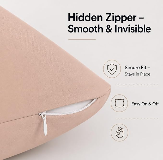 EVOLIVE Body Pillow Cover 21"x54", Ultra Soft Microfiber Pillowcase with Hidden Zipper, Breathable, Machine Washable, for Side Sleepers, Cover Only (21"x54" Body Pillow Cover, Latte)