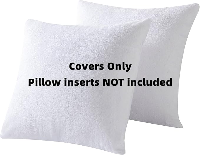 Kingnex Waterproof Feather Proof Pillow Protectors 22x22 Pack of 2 Bamboo Viscose Terry Square Pillow Covers