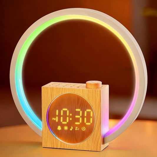 Sunrise Alarm Clock, White Noise Sound Machine, Alarm Clocks for Bedrooms with 12 Color Ambient Nightlight, White Noise Machine with 30 Soothing Sounds, Gifts for Adults, Kids, Couples and Friends