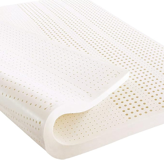 Talatex Natural Latex Mattress Topper, Premium Latex with Organic Mattress Cover, Medium Firmness Help Relief Shoulder & Back Pain (White, Twin XL, 2, Inches)