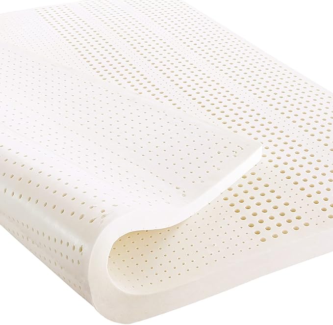 Talatex Natural Latex Mattress Topper, Premium Latex with Organic Mattress Cover, Medium Firmness Help Relief Shoulder & Back Pain (White, Twin XL, 3, Inches)