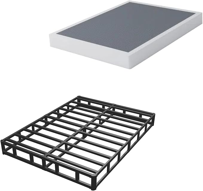 ALDRICH 5 Inch Heavy Duty Metal Box Spring Mattress Foundation 3000lbs Max Weight Capacity/Non-Slip/No Noise/Easy Assembly/Easy Clean Cover,Full