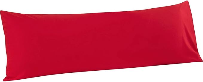 FLXXIE Body Pillow Cover - Super Soft Microfiber 20x54 Body Pillow Case - Envelope Closure, Wrinkle, Stain Resistant 20x54 Long Pillowcase, Red