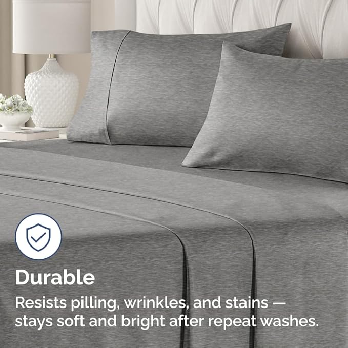 Queen Pillow Cases Set of 4 - Ultra Soft Hotel Quality Pillowcase Covers - Comfy, Cozy & Wrinkle Free - Shrinkage and Fade Resistant - Machine Washable Pillow Protectors - 4 Piece Set - Heathered Grey