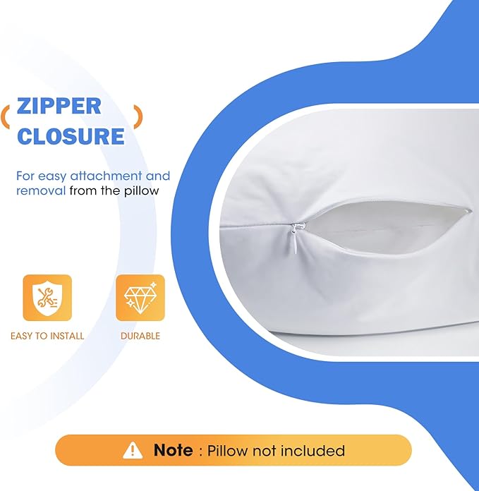 Pillowcase Compatible with J Shape Contourr Swan Body Pillow Original and Cool XL Sizes, Breathable and Soft Fabric, White, 1 Pack