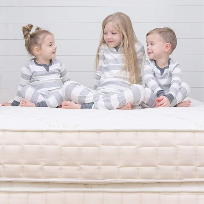 Naturepedic Verse Organic Kids Mattress - Twin XL Firm Mattress with Encased Coil Layers - Quilted Sides