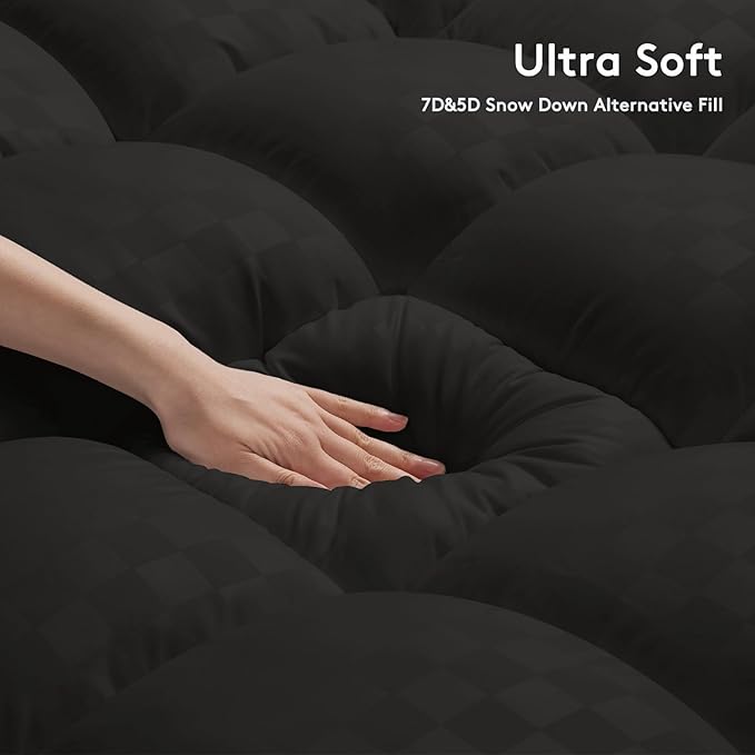 SameBed Mattress Topper Queen,Extra Thick Mattress Pad Cover for Back Pain,Cooling Mattress Protector with 8-21 Inch Deep Pocket,Overfilled Down Alternative Filling,Black