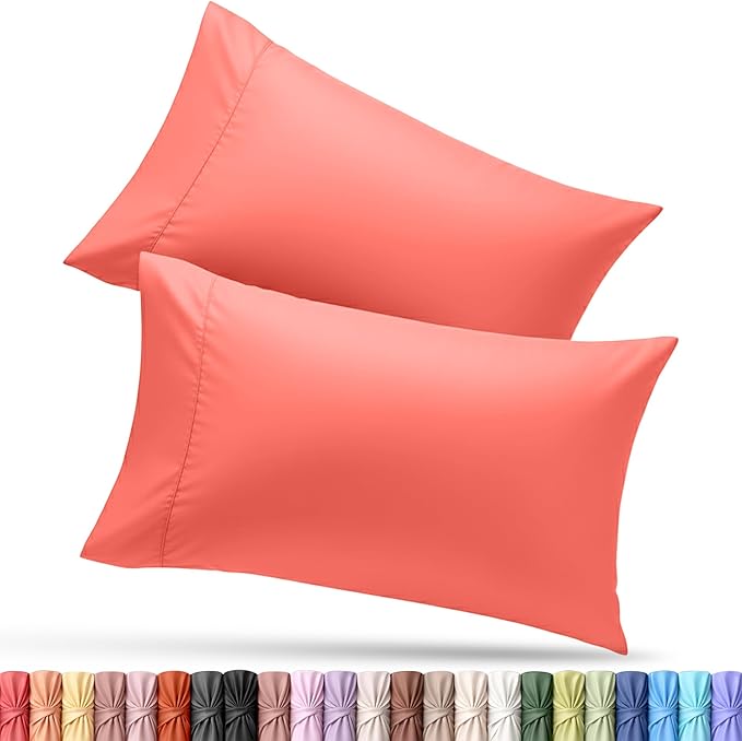 Utopia Bedding King Pillow Cases - 2 Pack - Envelope Closure - Soft Brushed Microfiber Fabric - Shrinkage and Fade Resistant Pillow Covers King Size 20 X 40 Inches (King, Coral)