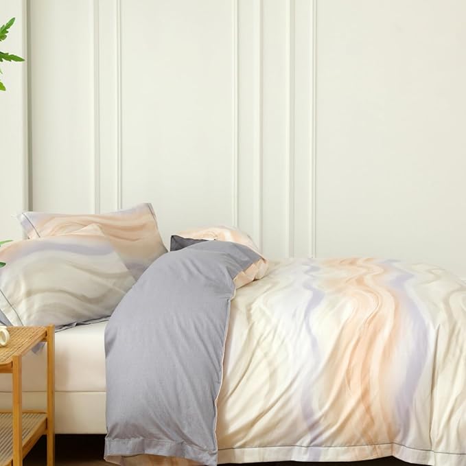 OAITE Duvet Cover Set Queen Size Floral Pattern Ultra Soft 100% Cotton Duvet Cover Sets 3-PC, Breathable Duvet Cover with Zipper Closure & Corner Ties(2 Pillow Shams,1 Duvet Cover)
