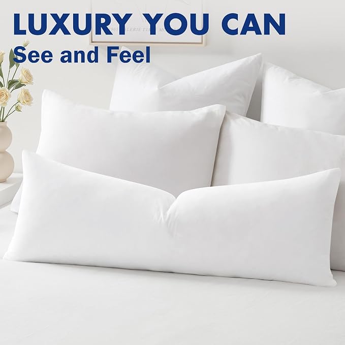 MIULEE 16x20 Inch Down Feather Pillow Insert,Fluffy and Comfy Throw Pillow with Cotton Fabric for Bed Couch and Sofa